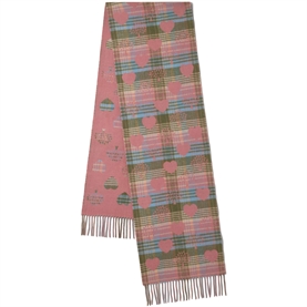 Mulberry Heritage Check & Heart Scarf Moss-Pink Scrumpy